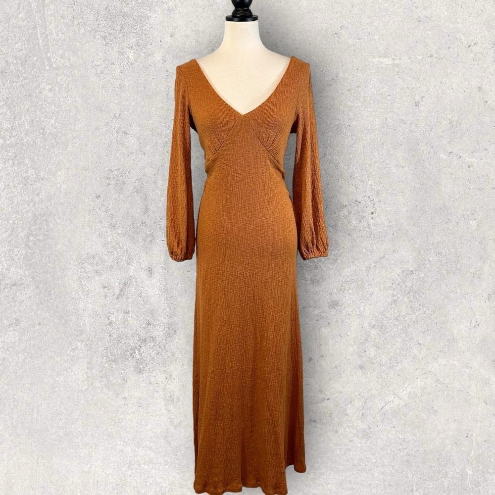 Free People Rust Long Sleeve Dress